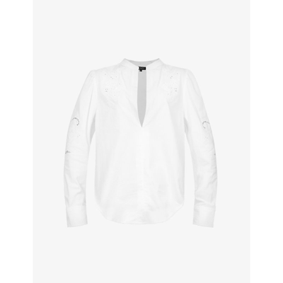 Shop Rag & Bone Jade Embroidered Cotton Blouse In White
