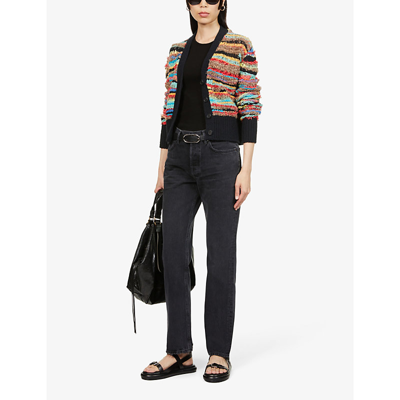 Shop Agolde Women's Conduct Lana Faded Straight-leg Mid-rise Organic Denim Jeans In Black