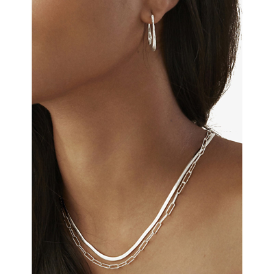 Shop Monica Vinader Womens Silver Deia Medium Recycled Sterling-silver Hoop Earrings
