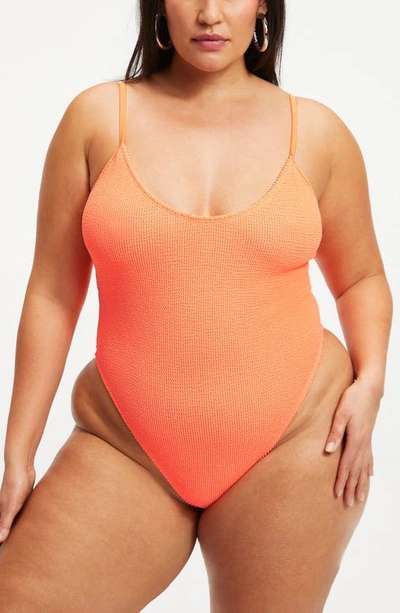 Shop Good American Always Fits One-piece Swimsuit In Orange Cream001