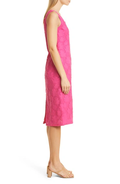 Shop Hugo Boss Diteva Sleeveless Cotton Blend Sheath Dress In Flamingo