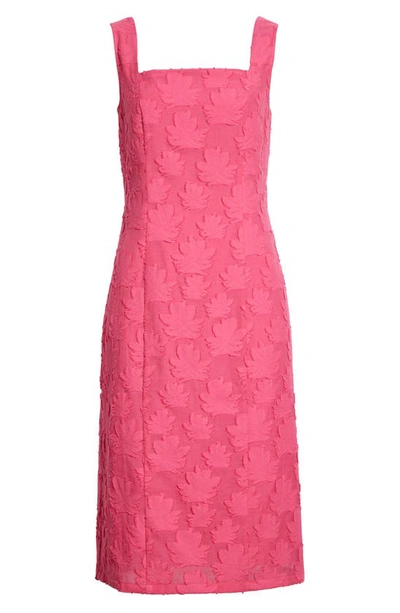 Shop Hugo Boss Diteva Sleeveless Cotton Blend Sheath Dress In Flamingo