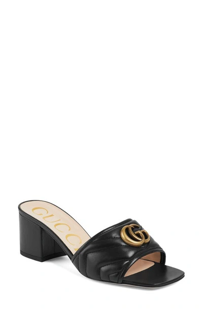 Shop Gucci Gg Chevron Matelassé Slide Sandal In Nero/ Nero