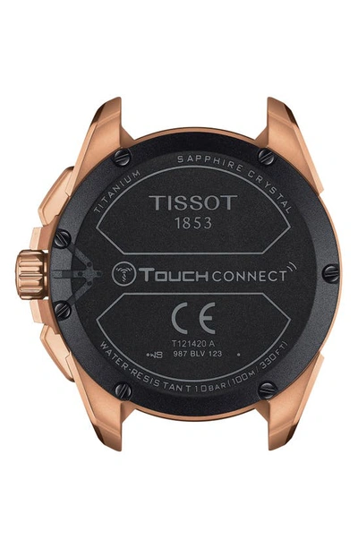 Shop Tissot T-touch Connect Solar Smart Leather Strap Watch, 47.5mm In Rose Gold