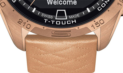 Shop Tissot T-touch Connect Solar Smart Leather Strap Watch, 47.5mm In Rose Gold