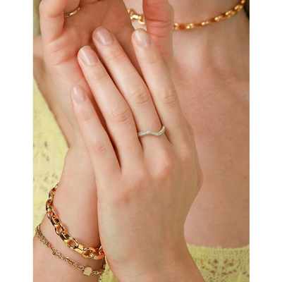 Astrid & Miyu Wave 18ct Yellow Gold-plated Recycled Sterling-silver And Cubic Zirconia Ring In Gold
