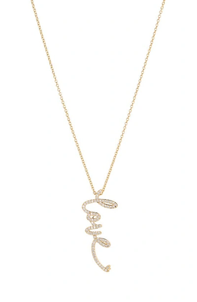 Nadri Cirque Pave Love Pendant Necklace In 18k Gold Plated, 15-18 In Gold