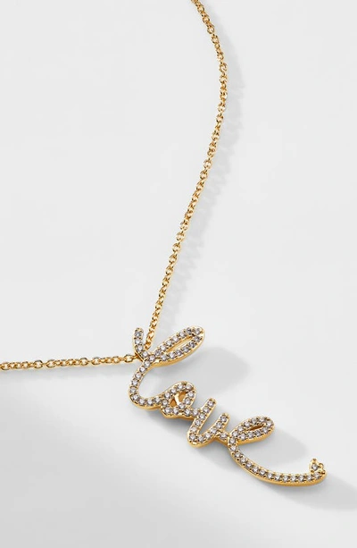 Nadri Cirque Pave Love Pendant Necklace In 18k Gold Plated, 15-18 In Gold