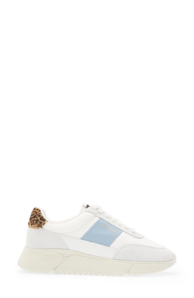 Axel Arigato Genesis Low Top Sneaker In White/ Dusty Blue/ Leopard