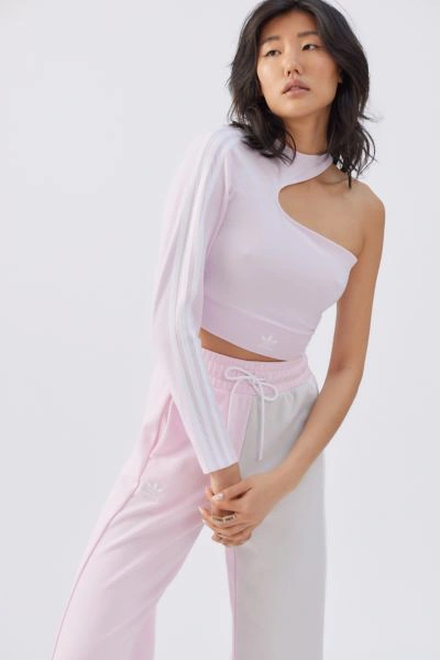 Shop Adidas Originals One Shoulder Cropped Top In Pink