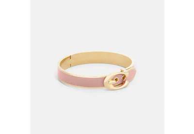 Shop Coach Signature Buckle Bangle In Gold/pink