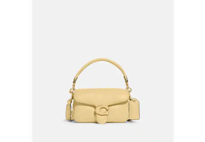 Shop Coach Pillow Tabby Shoulder Bag 18 In Brass/vanilla
