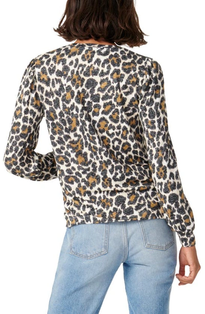 Shop Jcrew Super Cozy Leopard Puff Sleeve Pullover In Ivory Brown