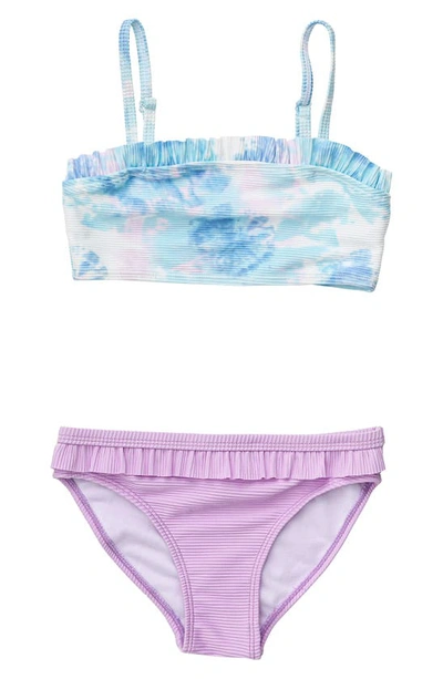 Shop Snapper Rock Kids' Sky Dye Frill Bandeau Two-piece Swimsuit In Blue