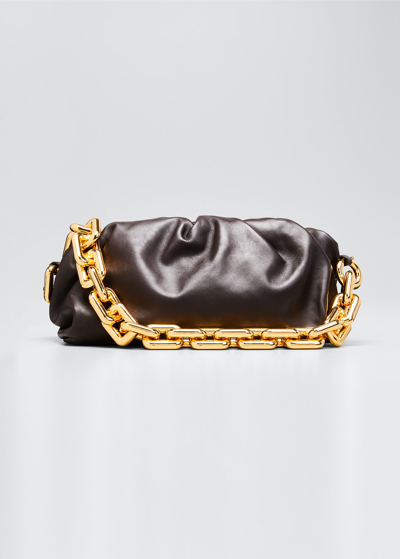 Shop Bottega Veneta Medium Ruched Napa Chain Pouch Bag In Dark Brown
