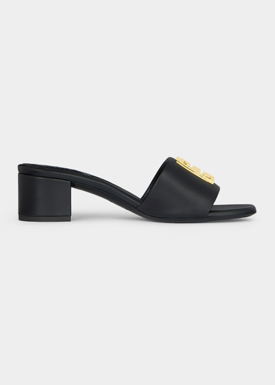 Shop Givenchy 4g Lambskin Medallion Mule Sandals In Black