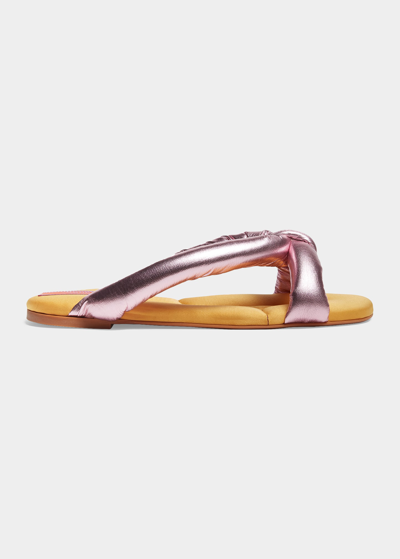 Shop La Doublej Precious Puffy Leather Slide Sandals In Giallo