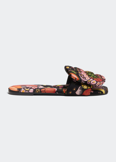 Shop La Doublej Jj Printed Flat Slide Sandals In Eden