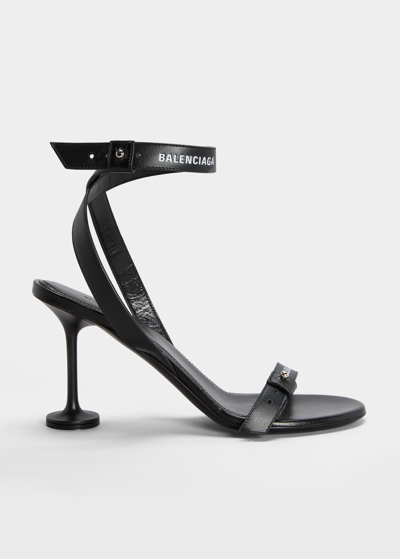 Shop Balenciaga Afterhour Logo Ankle-strap Sandals In Blackwhite