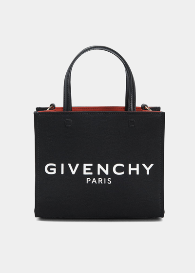 Shop Givenchy G-tote Mini Shopping Bag In Canvas In Black