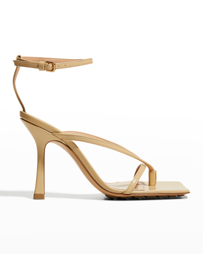 Shop Bottega Veneta Multi Strap Stretch High-heel Sandals In Cane Sugar
