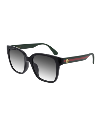 Shop Gucci Square Gradient Sunglasses In Black/green/red
