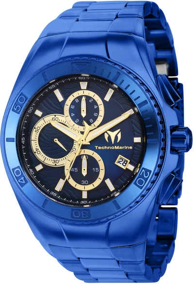 Shop Technomarine Cruise Chronograph Quartz Blue Dial Mens Watch Tm-821013 In Blue,gold Tone