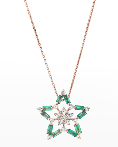 Shop Beegoddess Sirius Diamond And Emerald Pendant Necklace