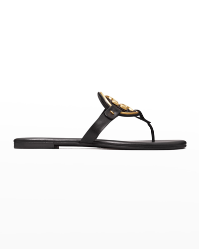 Shop Tory Burch Metal Miller Soft Leather Sandals In Perfect Black