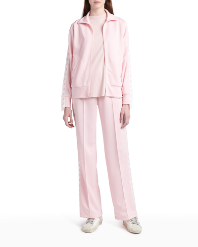 Shop Golden Goose Star Collection Wide-leg Track Pants In Rose Shadowhite