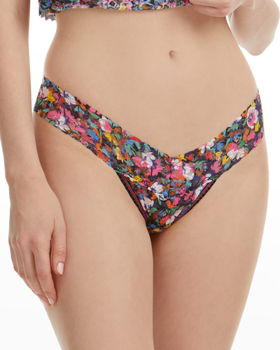 Shop Hanky Panky Printed Low-rise Signature Lace Thong In Confetti Flora