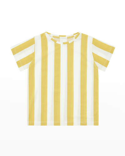 Shop Vild - House Of Little Kid's Tencel Jersey T-shirt In Yellow Stripe