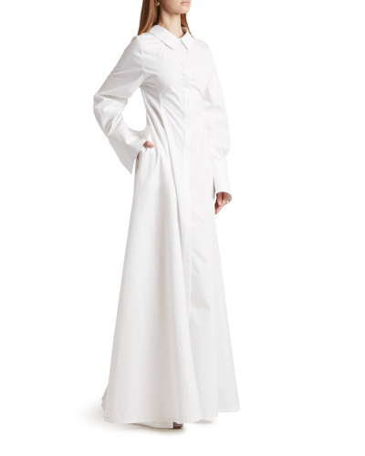 Shop Valentino Butotn-down Poplin A-line Gown In White