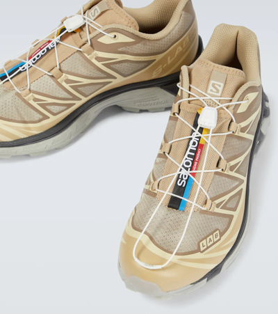 Shop Salomon Xt-6 Sneakers In Safari/magnet/vanilla Ice