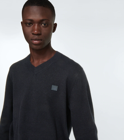 Shop Acne Studios Face Wool Sweater In Black