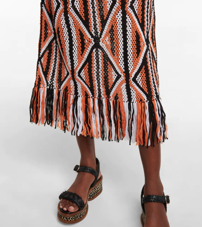 Shop Gabriela Hearst Estes Macramé Midi Skirt In Spice Multi