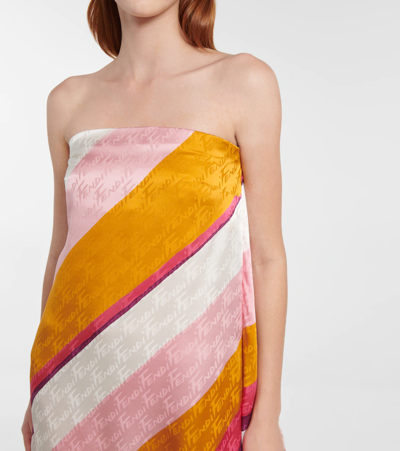 Shop Fendi Off-shoulder Maxi Dress In Multicolor