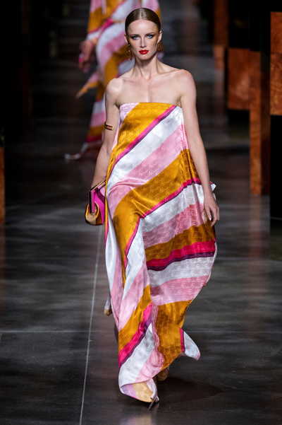 Shop Fendi Off-shoulder Maxi Dress In Multicolor