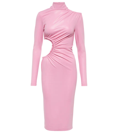 Shop Rotate Birger Christensen Alice Cutout Midi Dress In Fuschia Pink