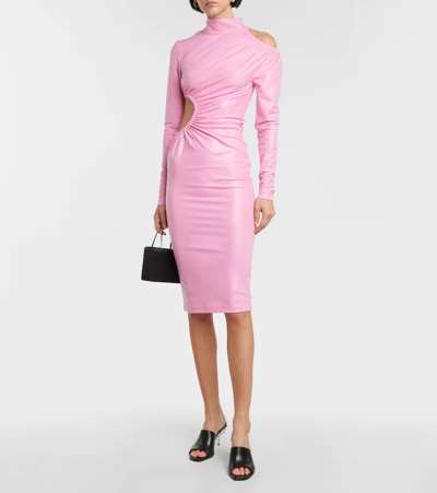 Shop Rotate Birger Christensen Alice Cutout Midi Dress In Fuschia Pink