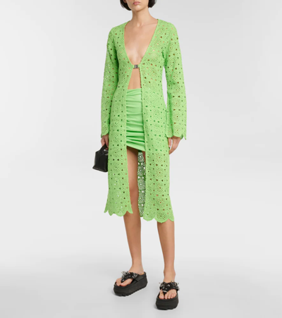 Shop Rotate Birger Christensen Kwamie Crochet Beach Cover-up In Green Flash