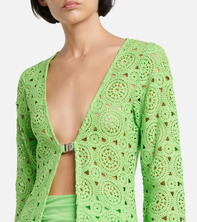 Shop Rotate Birger Christensen Kwamie Crochet Beach Cover-up In Green Flash