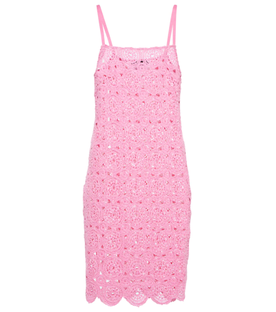 Shop Rotate Birger Christensen Silke Crochet Slip Dress In Fuschia Pink