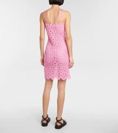 Rotate Birger Christensen Silke Crochet Slip Dress In Fuschia Pink
