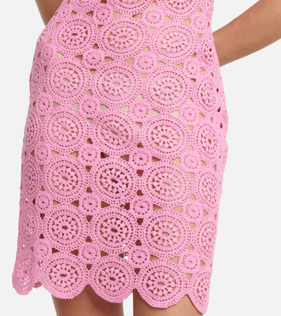Rotate Birger Christensen Silke Crochet Slip Dress In Fuschia Pink