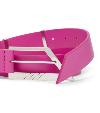 Shop Attico Chain Leather Belt In Fuchsia