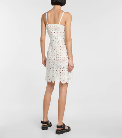 Shop Rotate Birger Christensen Silke Cotton-blend Crochet Minidress In Bright White