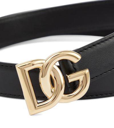 Dolce & Gabbana Black Belt With Logo Buckle In Black