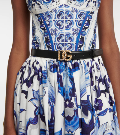 Shop Dolce & Gabbana Embellished Dg Leather Belt In Nero/multicolor