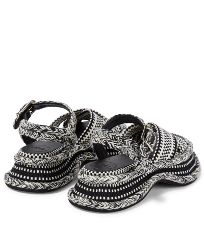 Shop Chloé Meril Woven Platform Sandals In White-black 1